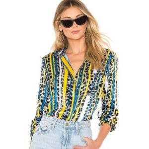 House of Harlow 1960 leopard stripe button down, size xs